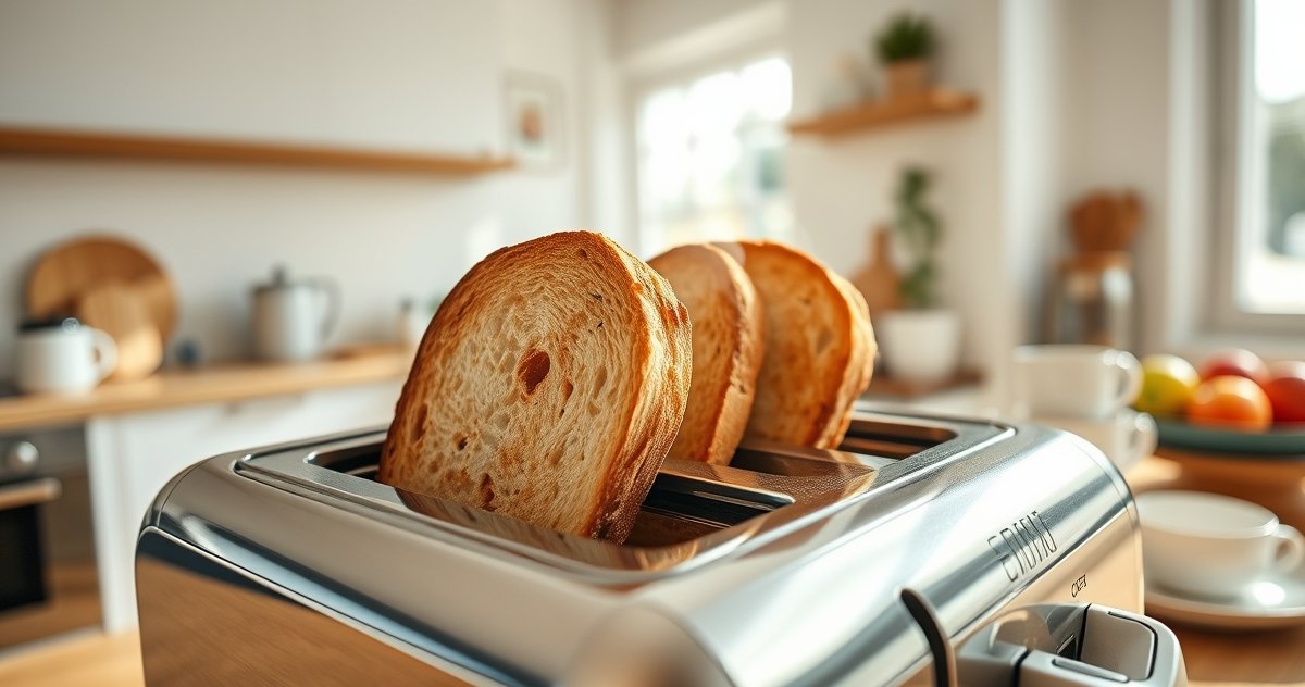 slim toaster in action