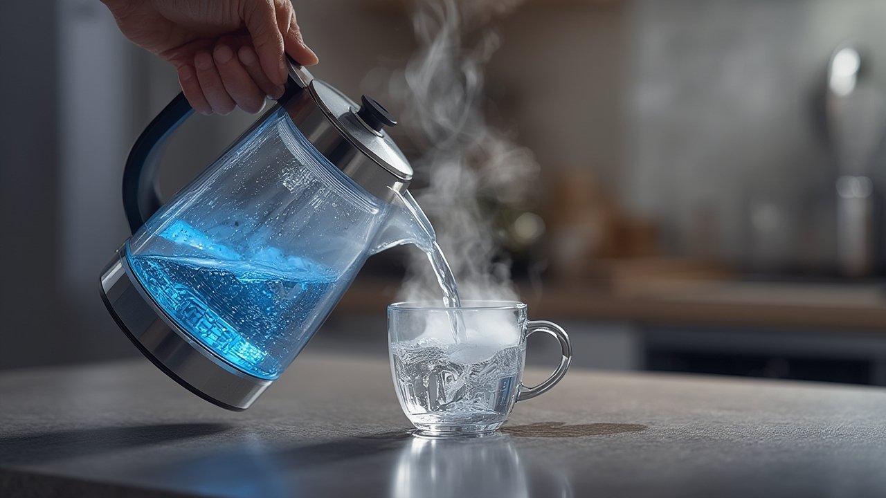 electric kettle in action