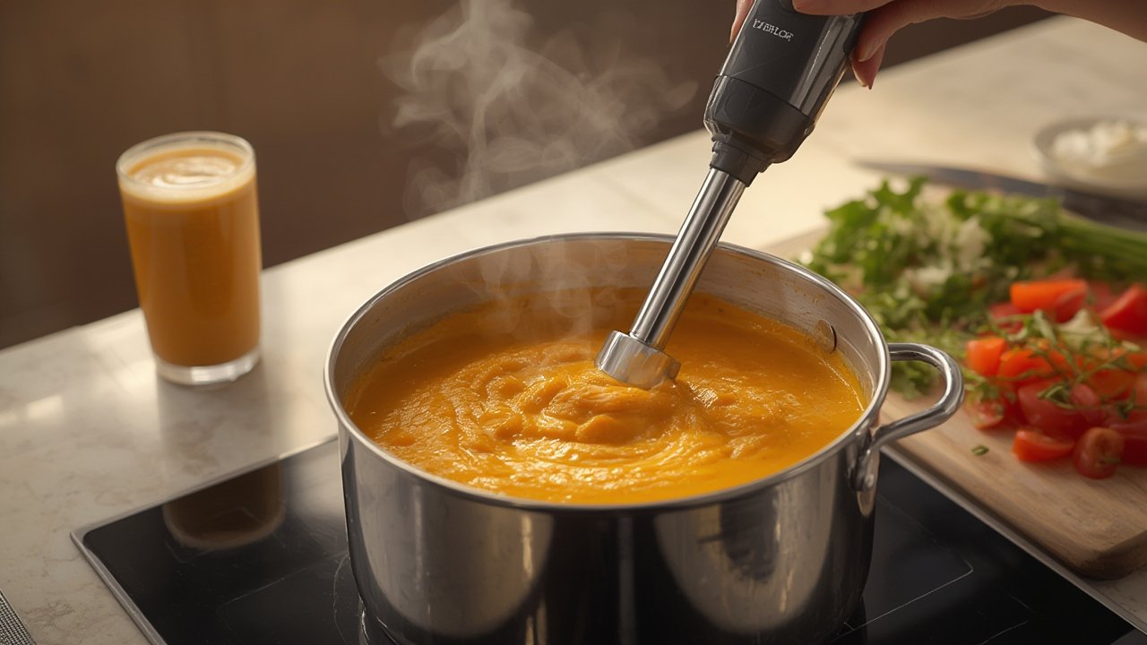 immersion blender in action