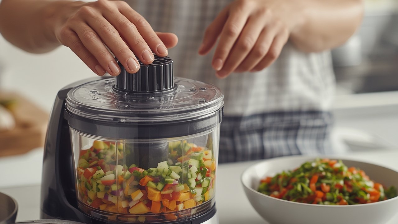 vegetable chopper in action