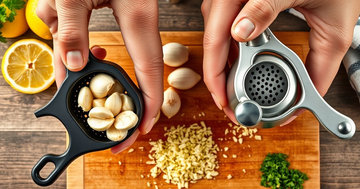 Garlic Press in action
