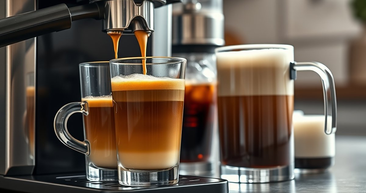 Espresso machine in action