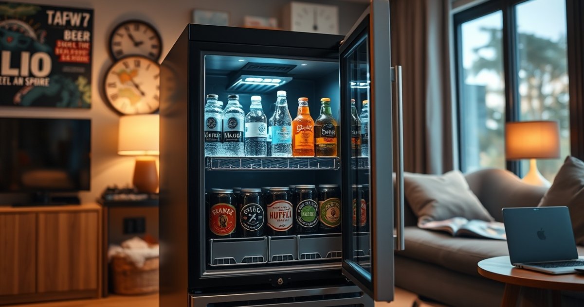 beverage refrigerator in action