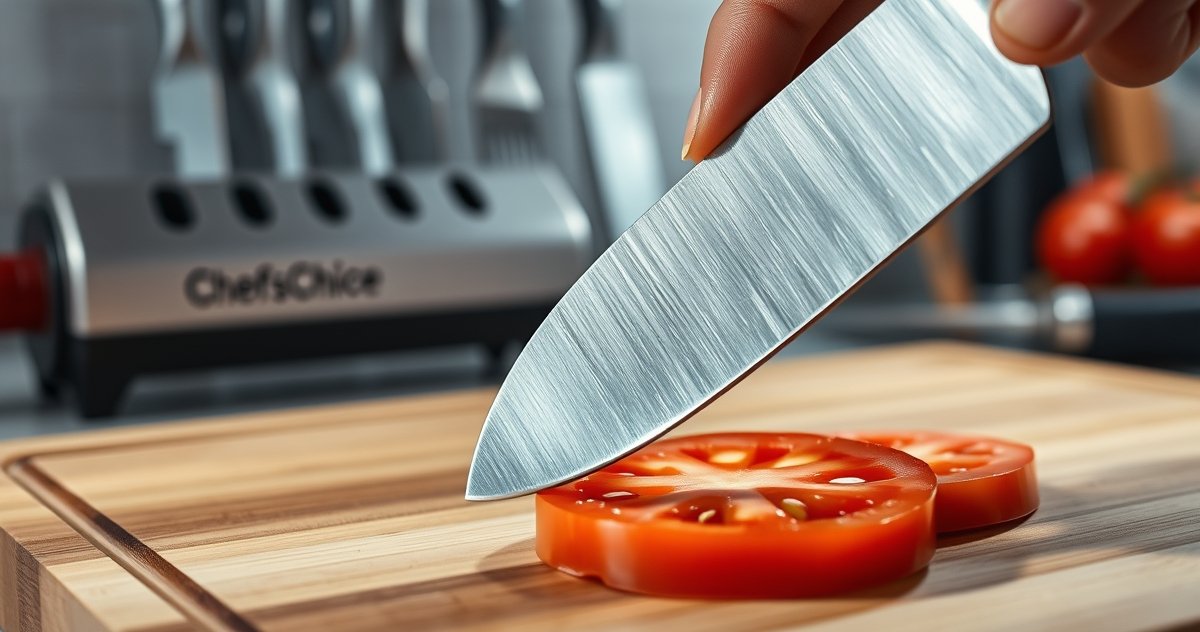 knife sharpener in action