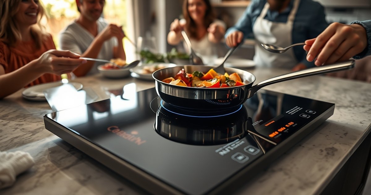 induction cooktop in action